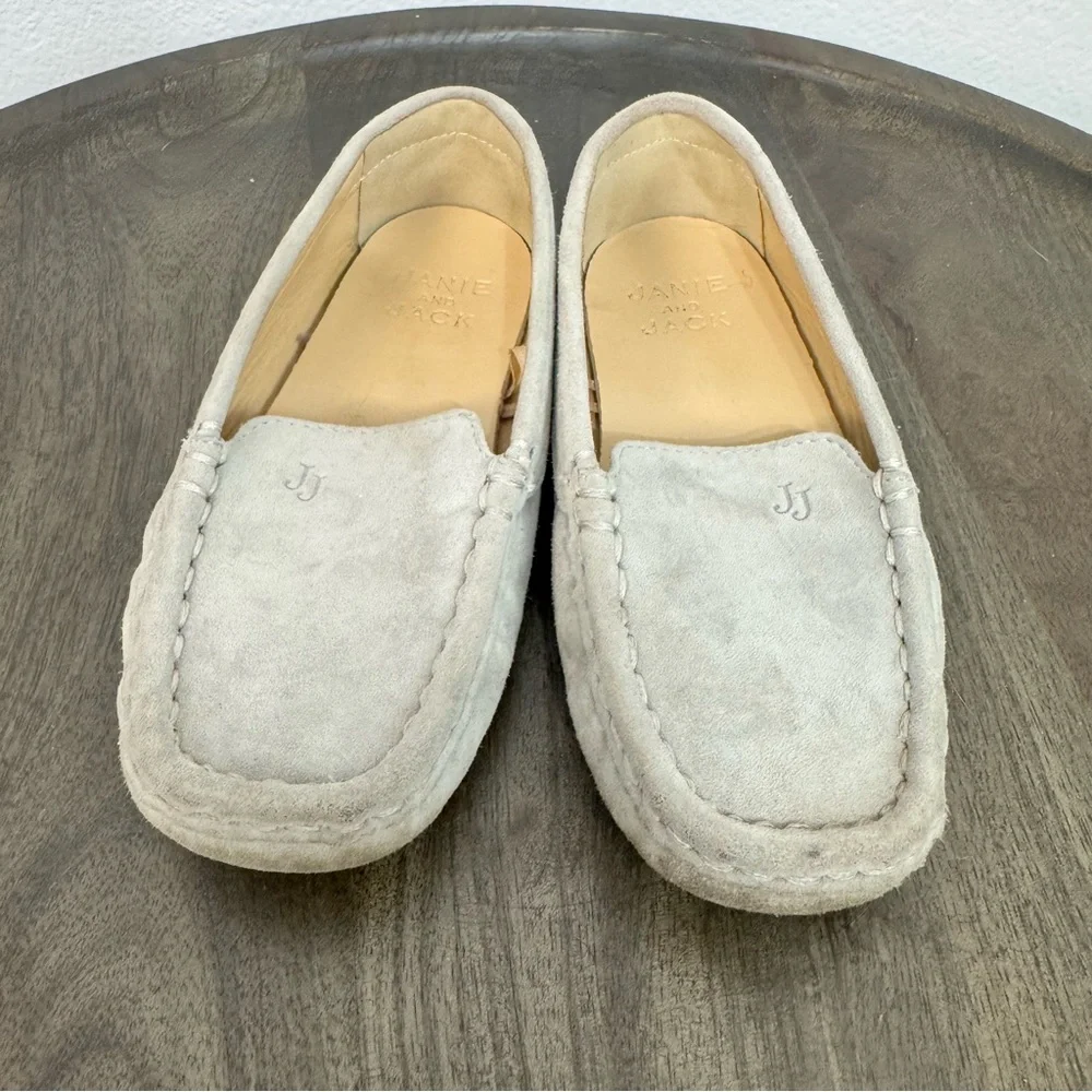 Janie and Jack Kids Size 9 Gray Suede Leather Slip On Loafers Classic‎ Preppy